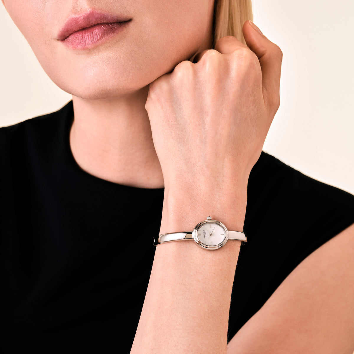 Rosefield Studio Bangle S Mother of Pearl Silver Watch STWSSS-ST07