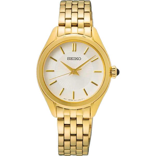 Seiko Conceptual Gold Stainless Steel Quartz White Dial Watch SUR538P