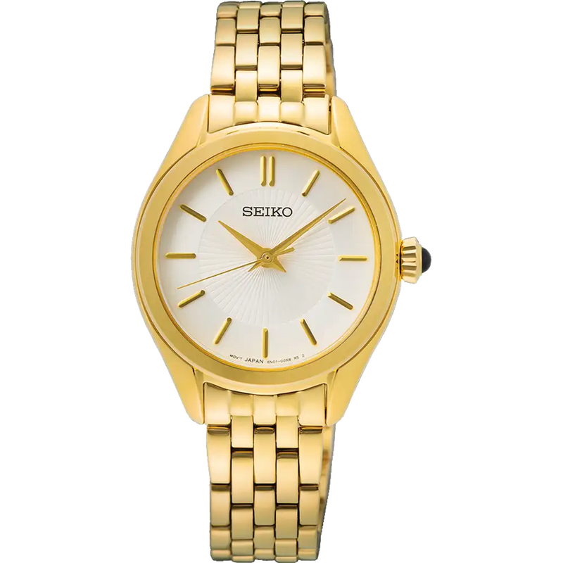 Seiko Conceptual Gold Stainless Steel Quartz White Dial Watch SUR538P