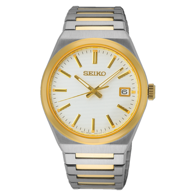 Seiko Conceptual Analogue Two Toned White Dial Mens Watch SUR558P