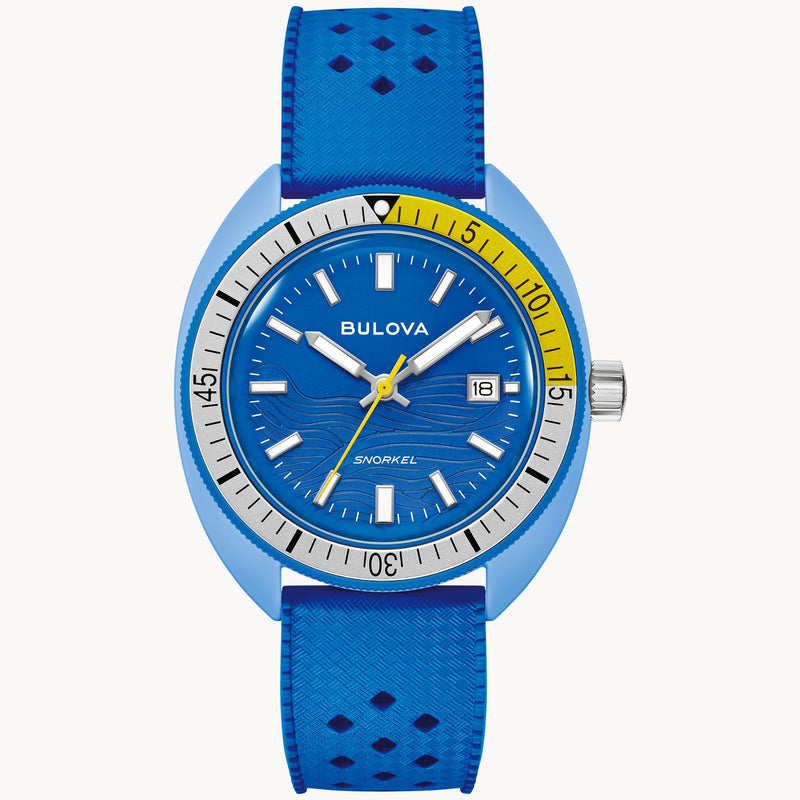 Bulova Snorkel Blue Dial Rubber Strap Watch 98B445