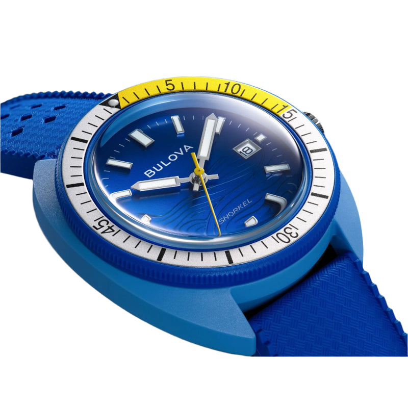 Bulova Snorkel Blue Dial Rubber Strap Watch 98B445