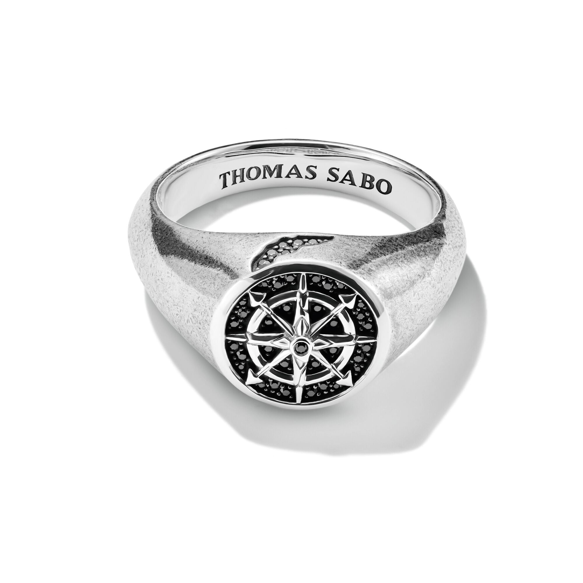 THOMAS SABO Signet Ring Compass Black Zirconia