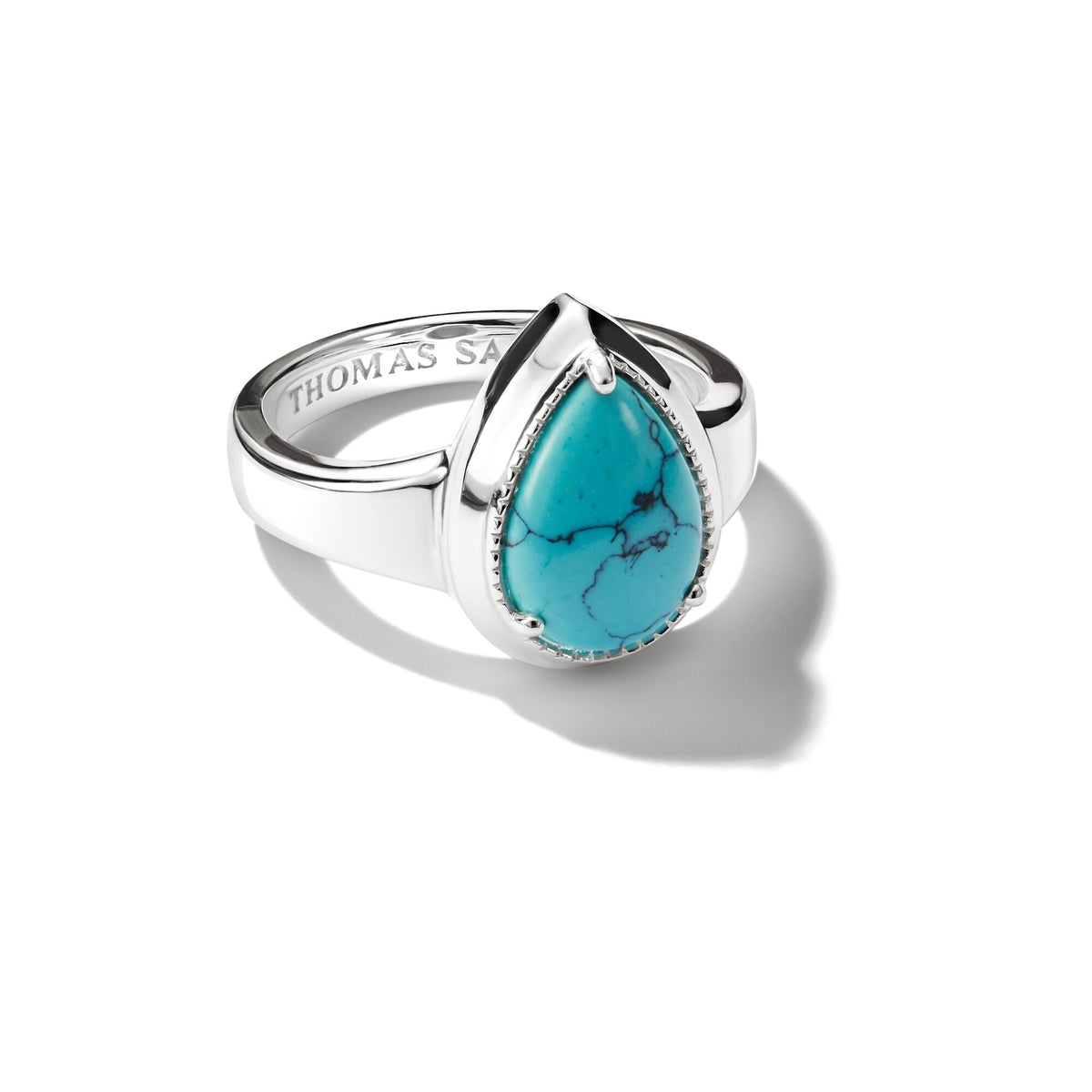 Thomas Sabo Ring with Imitation Turquoise Teardrop Stone Silver