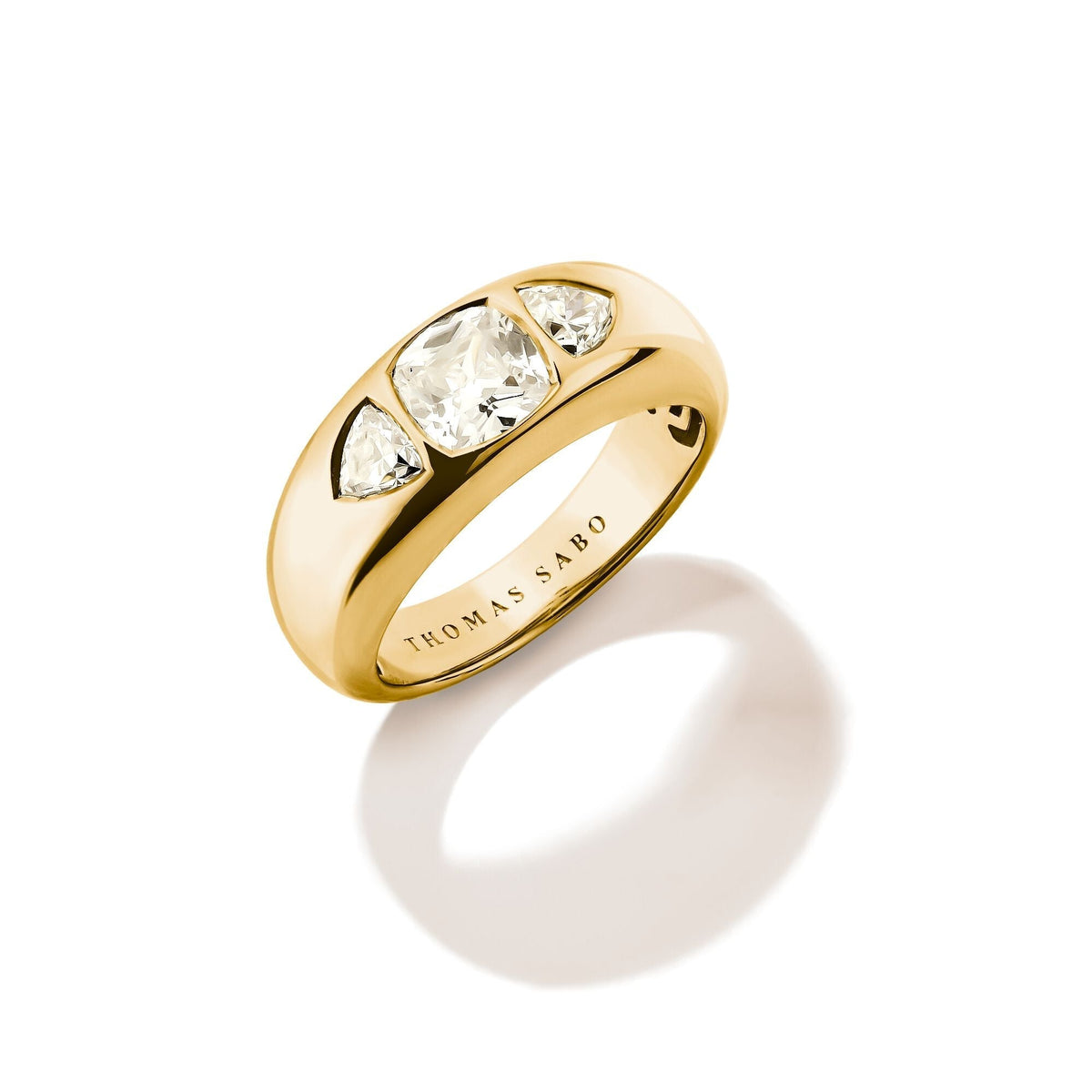 THOMAS SABO Ring with Faceted White Zirconia Stones Gold