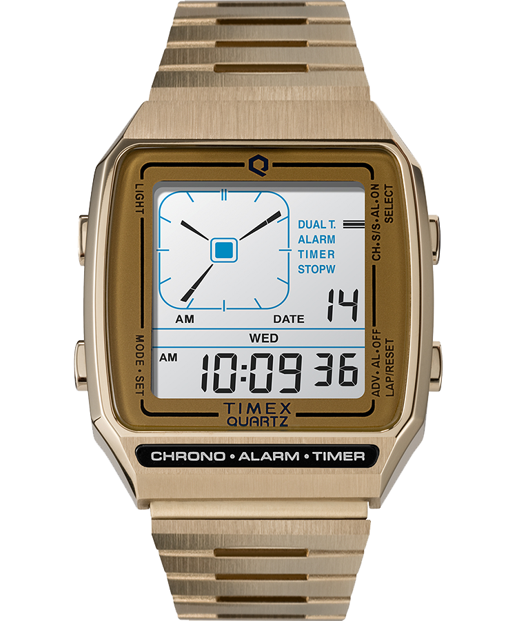 Q Timex Reissue Digital LCA 32.5mm Stainless Steel Bracelet Watch TW2U72500