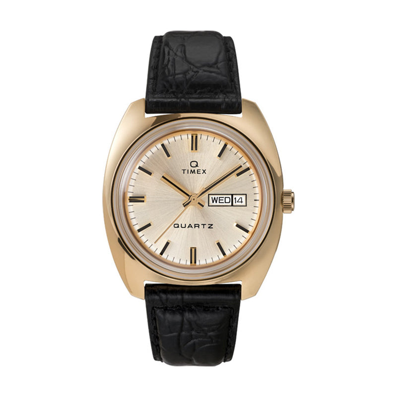 Q Timex Marmont Archive Re-release Black Leather Strap Watch TW2U87800