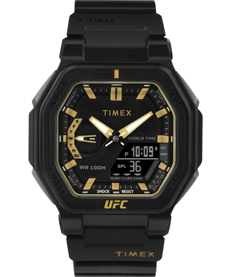 Timex UFC Colossus Fight Week 45mm Resin Strap Gold Watch TW2V55300