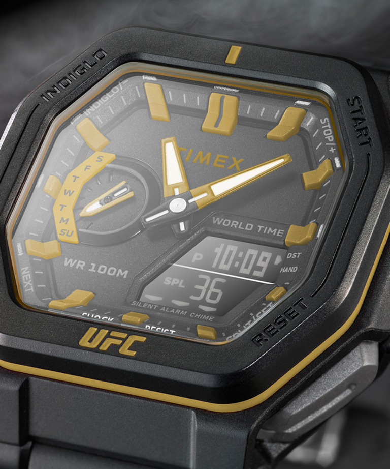 Timex UFC Colossus Fight Week 45mm Resin Strap Gold Watch TW2V55300