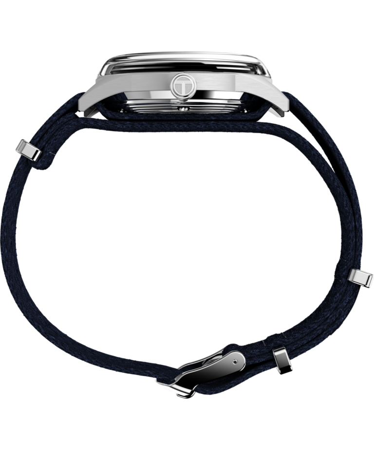 Side view of Timex Marlin® Jet Automatic 38mm Fabric Strap Watch TW2V72300 with stainless steel case.
