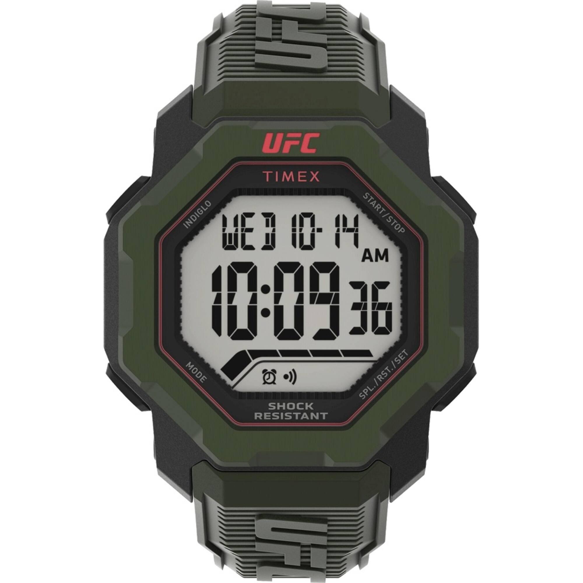 Timex UFC Knockout 48mm Green PU Men's Digital Watch TW2V88300 - Front View