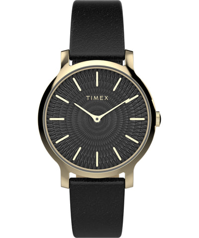 Timex Transcend 34mm Leather Black Dial Watch TW2V92600