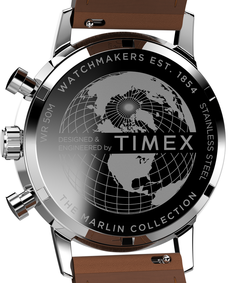 Timex Marlin Chronograph Tachymeter 40mm Leather Strap Watch TW2W10100