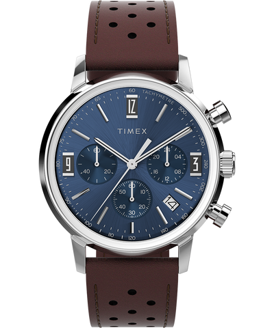 Timex Marlin Chronograph Tachymeter 40mm Leather Strap Watch TW2W10200