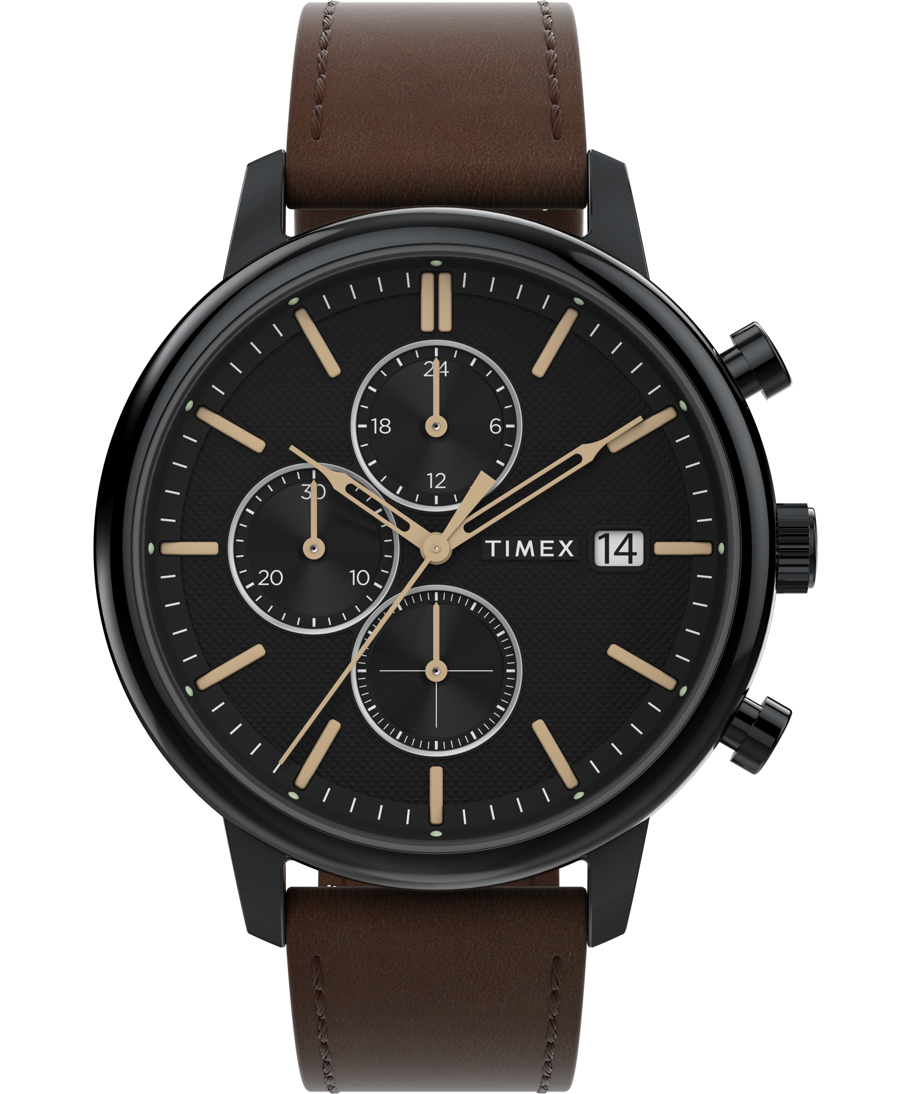 Timex Chicago 45mm Leather Black Dial Watch TW2W13200