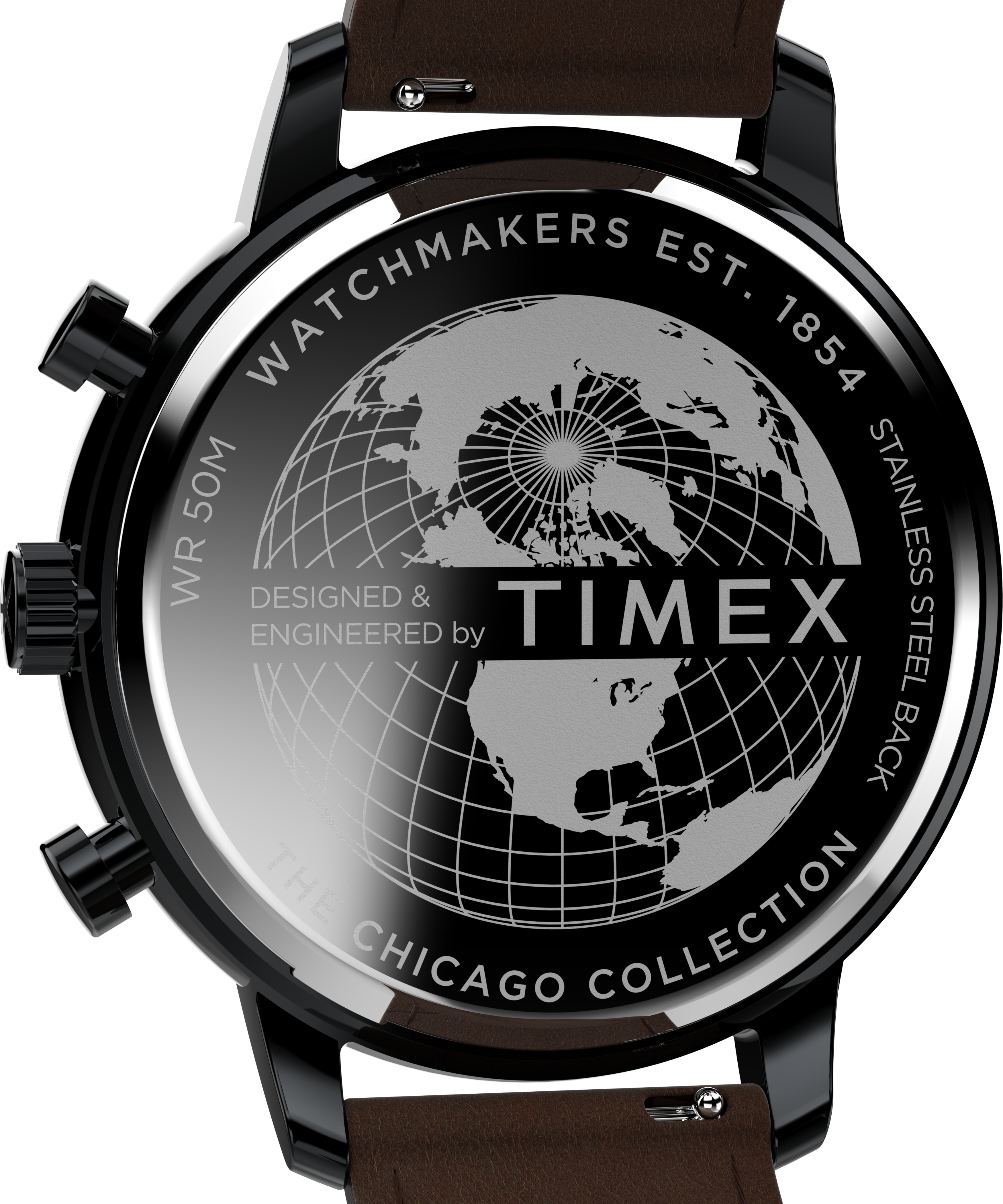 Timex Chicago 45mm Leather Black Dial Watch TW2W13200