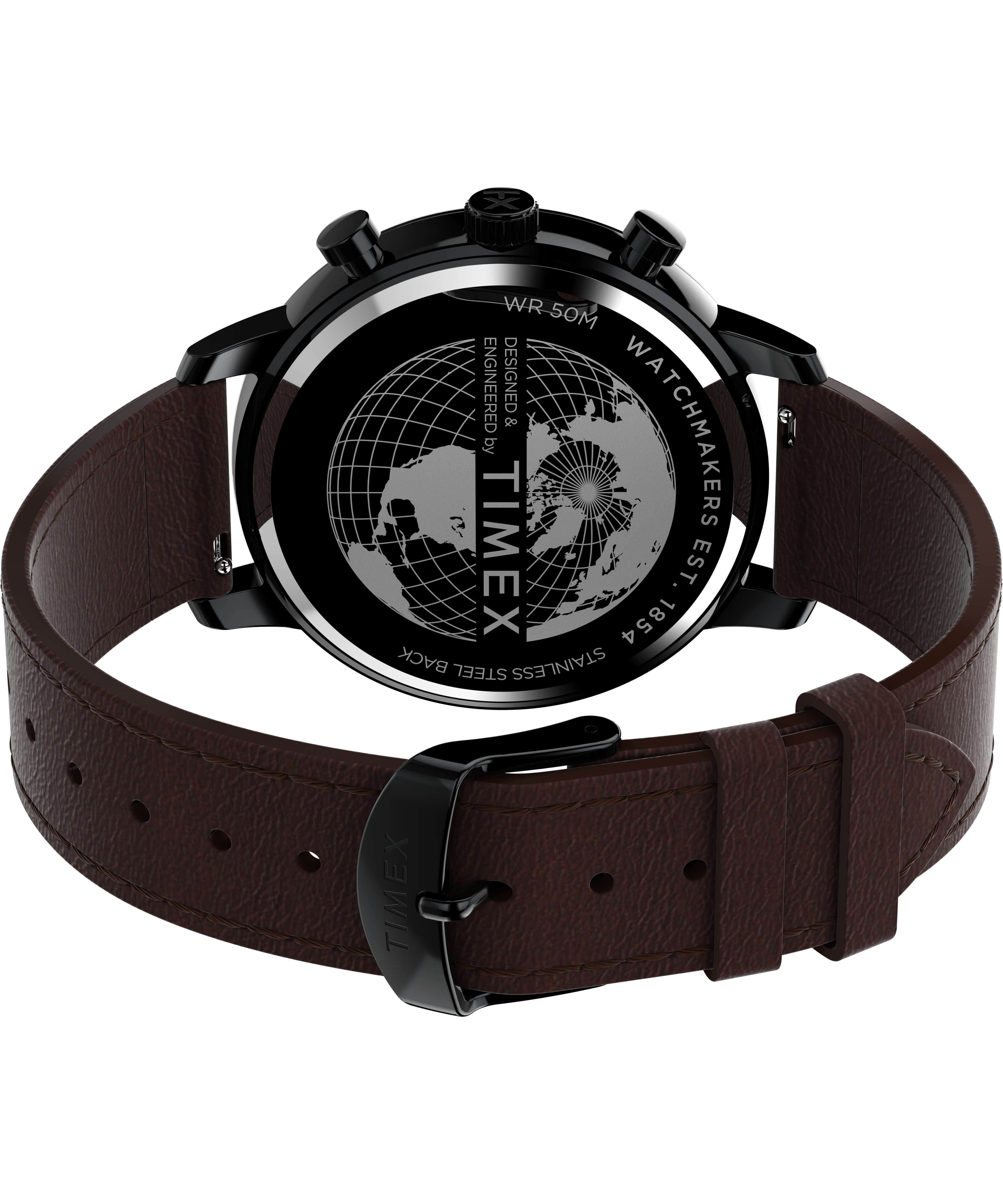 Timex Chicago 45mm Leather Black Dial Watch TW2W13200