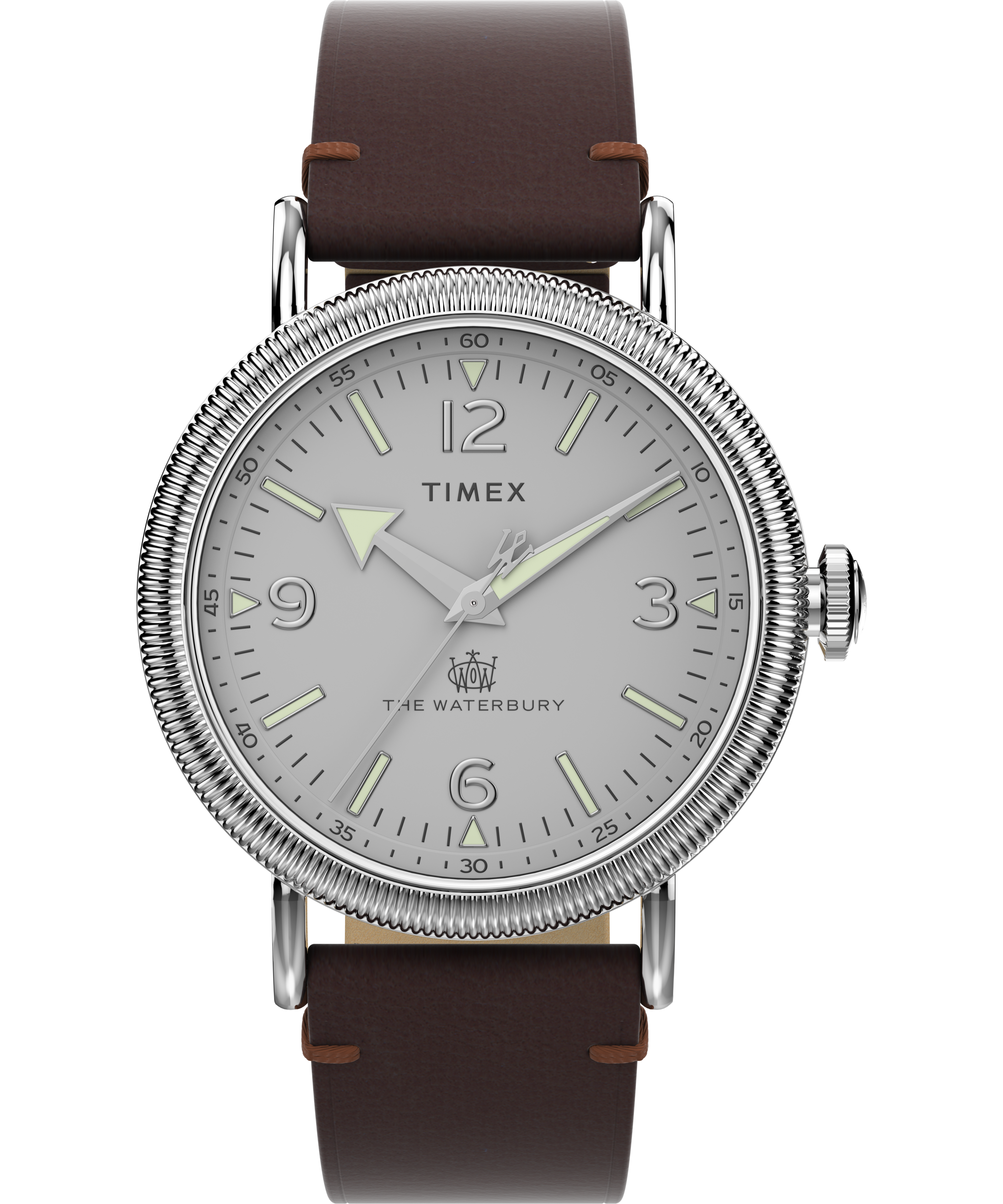 Timex Waterbury 40mm Leather Silver Dial Watch TW2W20300
