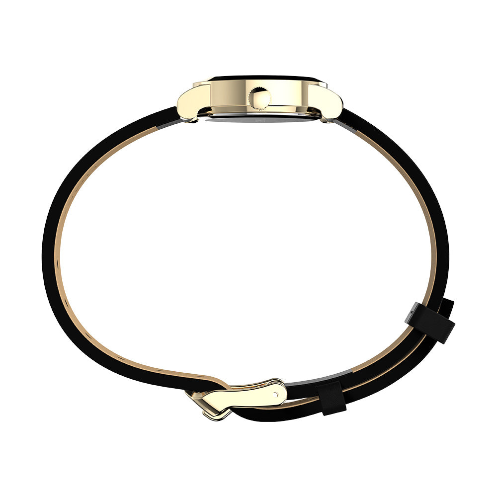 Timex Cavatina Gold Case Black Leather Band Women's Watch TW2W82600