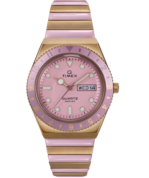 Q 　Pink Timex Q Time 36mm Pink Stainless Steel Expansion Band