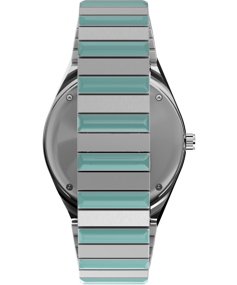 Timex Q Time 36mm Blue Stainless Steel Expansion Band Women's Watch TW2W87800