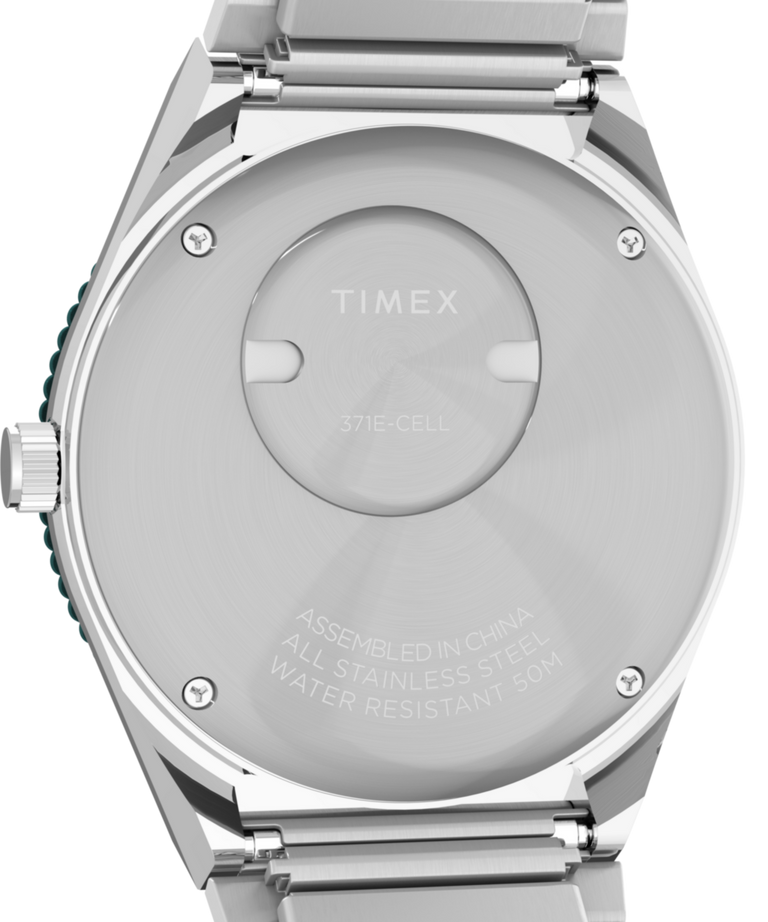 Timex Q Time 36mm Blue Stainless Steel Expansion Band Women's Watch TW2W87800