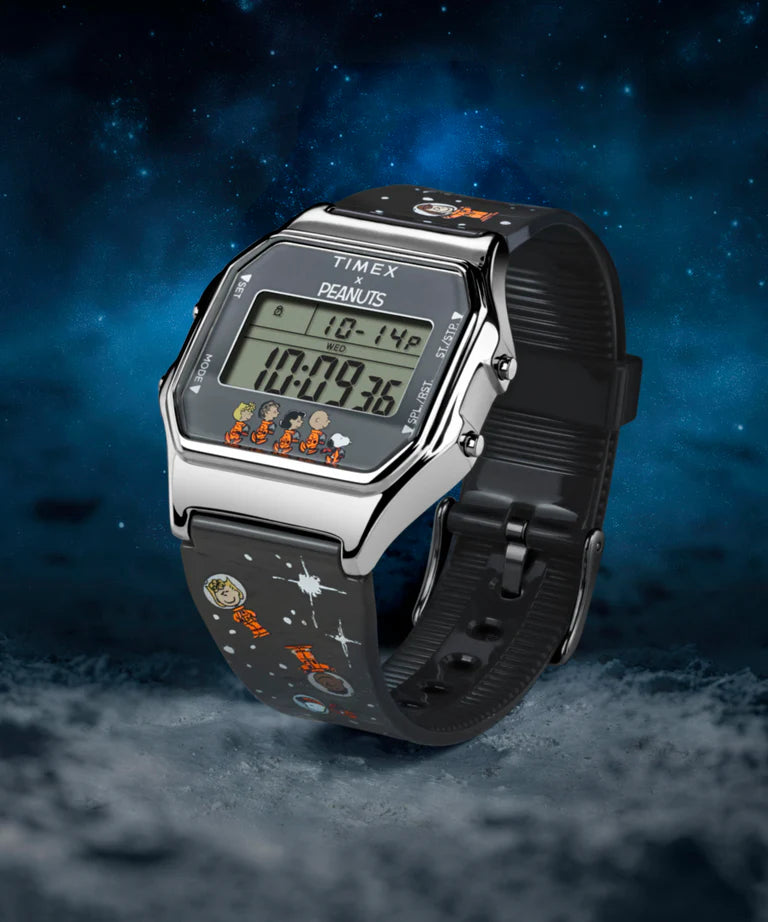 Timex x Peanuts® T80 Digital Stainless Steel Rubber Band Watch TW2W90100