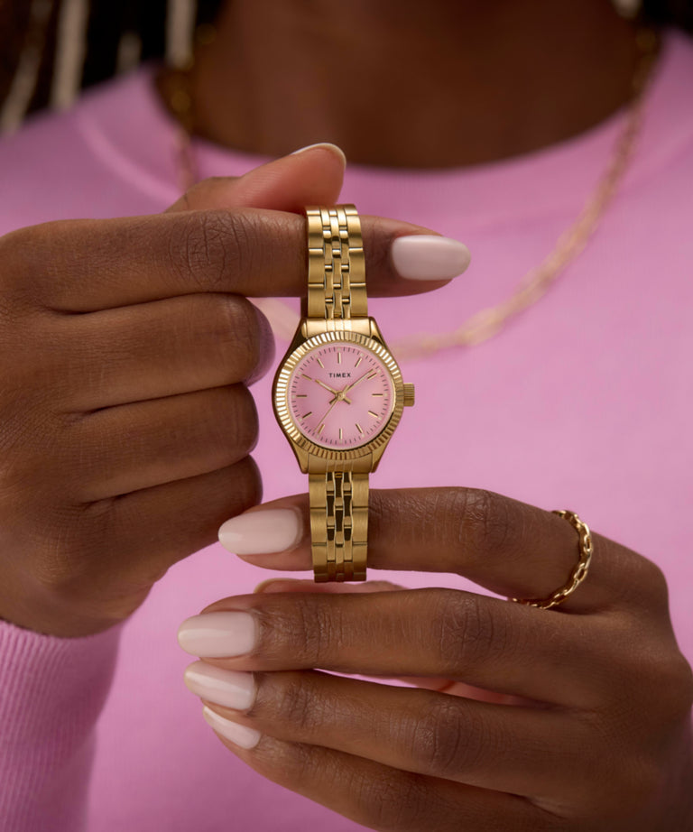 Timex Legacy Mini Pink Dial Gold Stainless Steel Quartz Watch TW2W90800