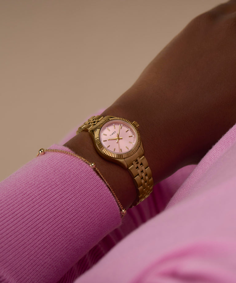 Timex Legacy Mini Pink Dial Gold Stainless Steel Quartz Watch TW2W90800