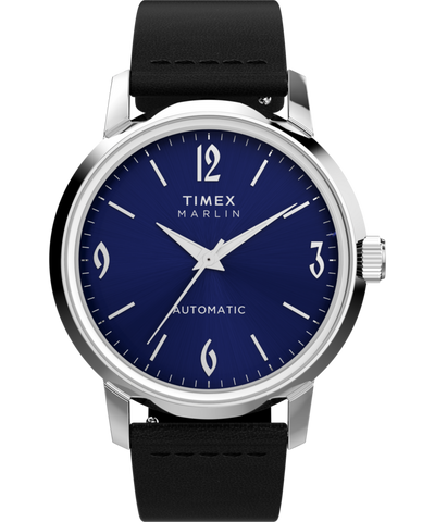 Timex Marlin Hand-Wound Blue Dial 40mm Leather Strap Watch TW2W93100