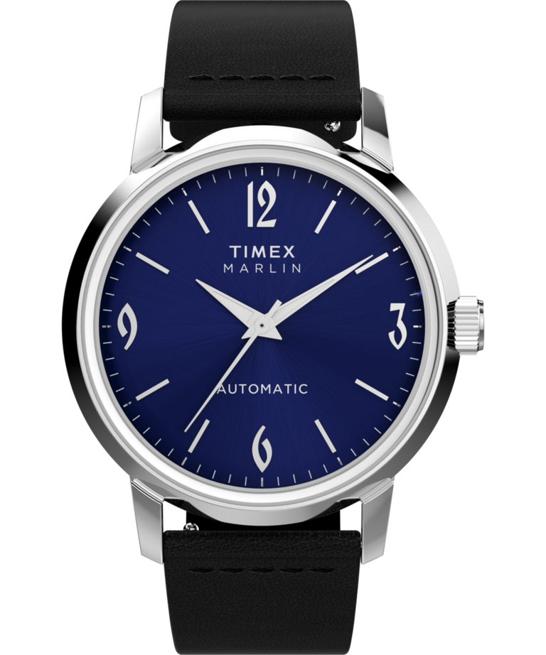 Timex Marlin Hand-Wound Blue Dial 40mm Leather Strap Watch TW2W93100