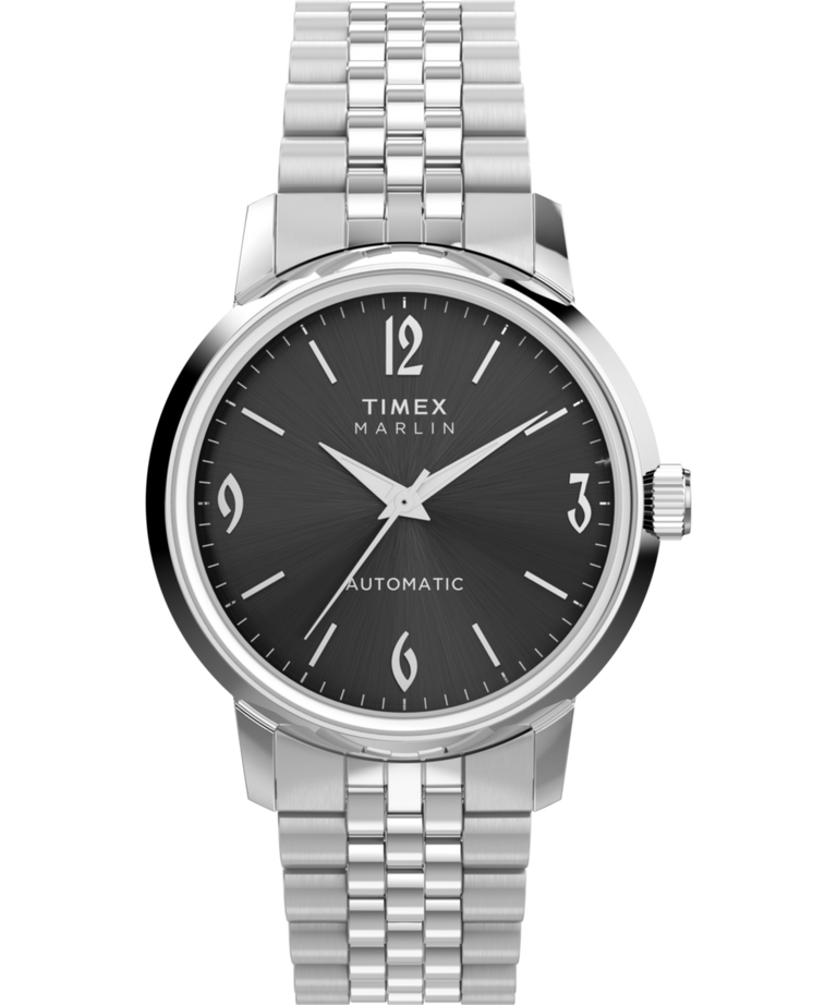 Timex Marlin Automatic Black Dial 40mm Stainless Steel Strap Watch TW2W93200