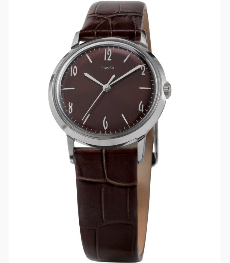 Timex Marlin Hand-Wound Brown Dial 34mm Leather Strap Watch TW2W93300