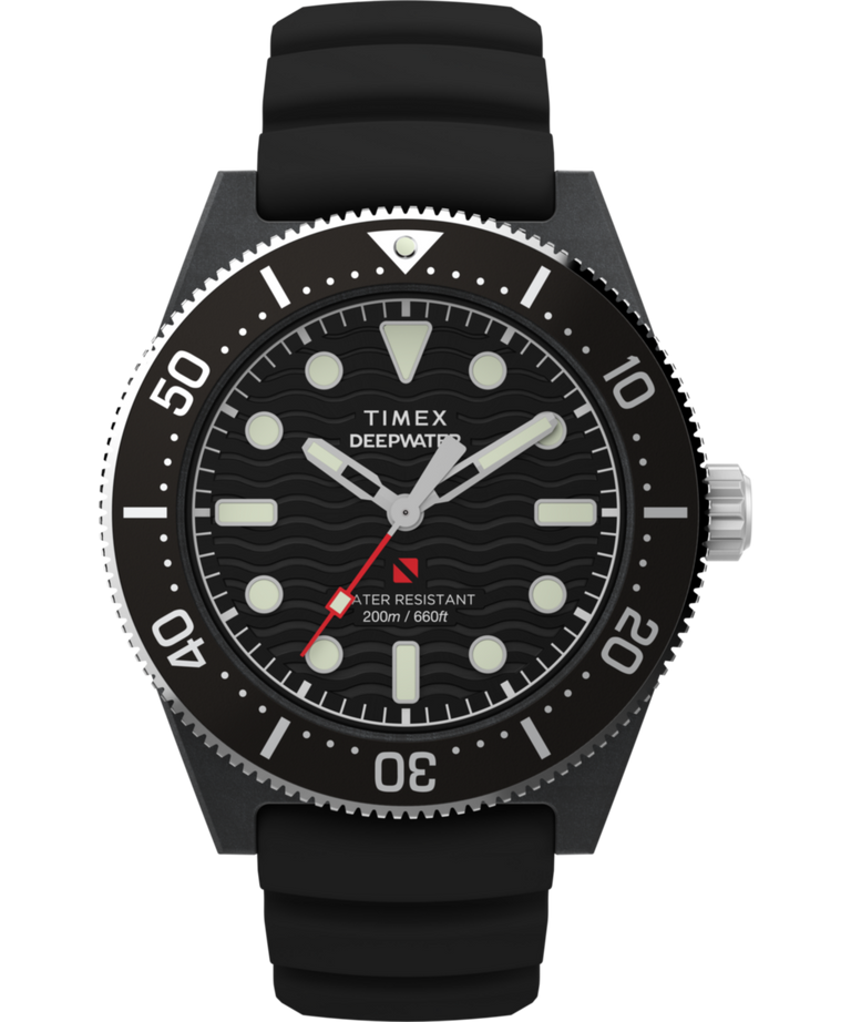 Timex Deepwater Reef 200 XCF 43mm Black Rubber Strap Watch TW2Y02200