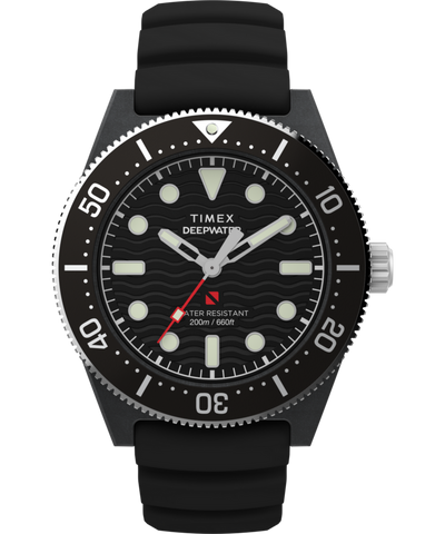 Timex Deepwater Reef 200 XCF 43mm Black Rubber Strap Watch TW2Y02200