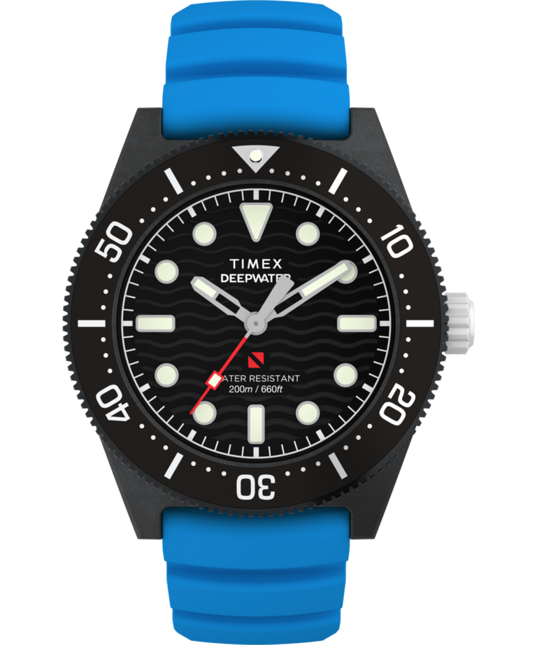 Timex Deepwater Reef 200 XCF 43mm Blue Rubber Strap Watch TW2Y02500