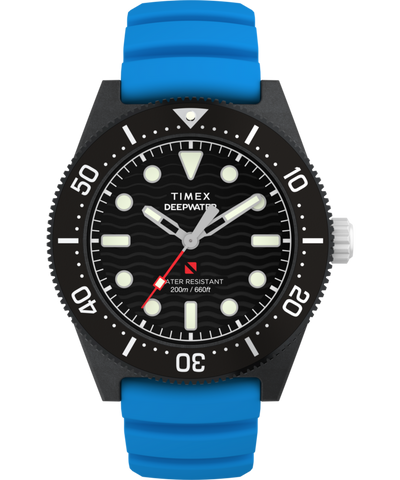 Timex Deepwater Reef 200 XCF 43mm Blue Rubber Strap Watch TW2Y02500