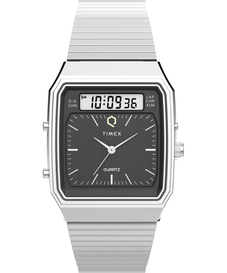Q Timex® 1982 Ana-Digi Reissue 33mm Stainless Steel Bracelet Watch T2W2Y05900