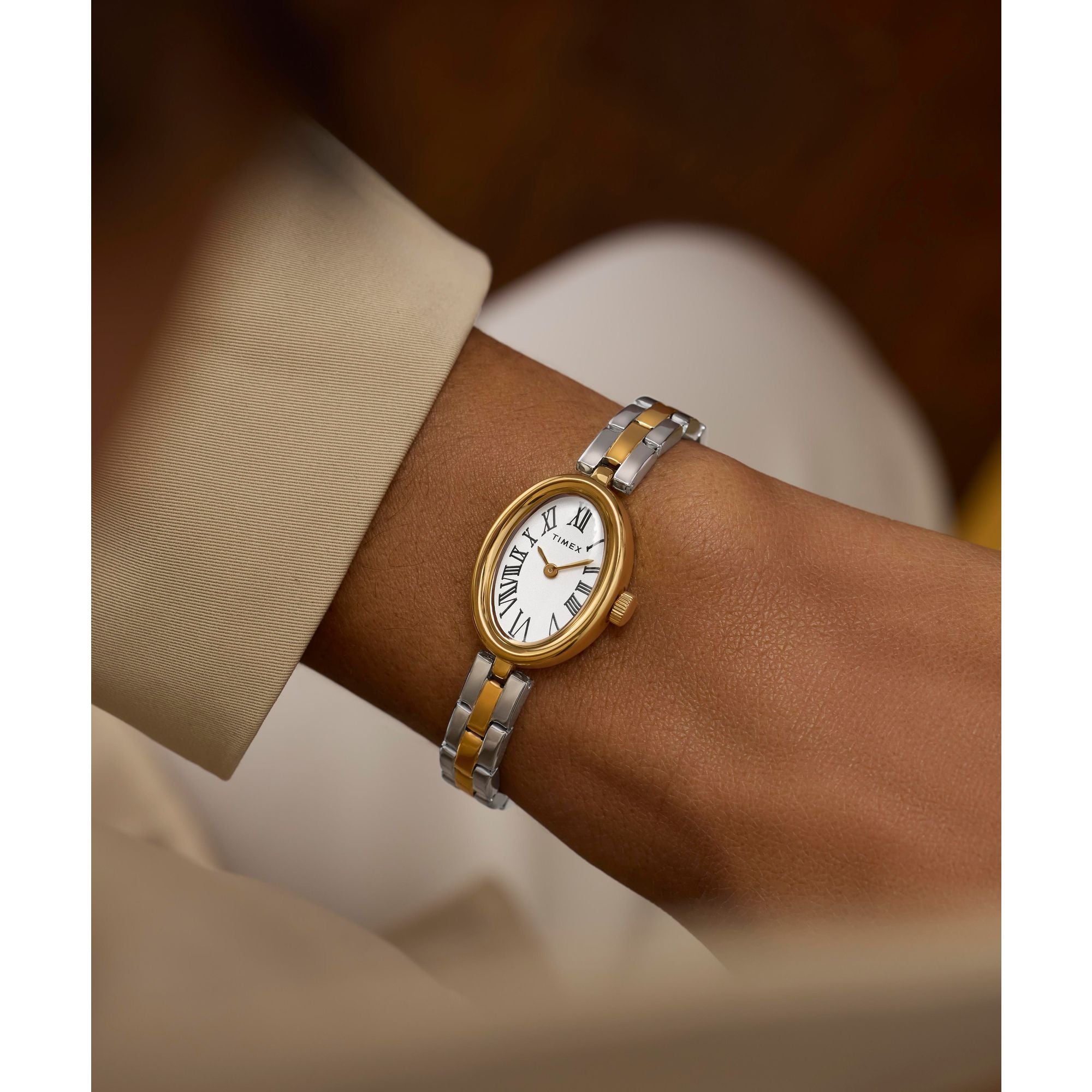 Timex Cavatina Two Toned Case White Dial Women's Watch TW2Y26800