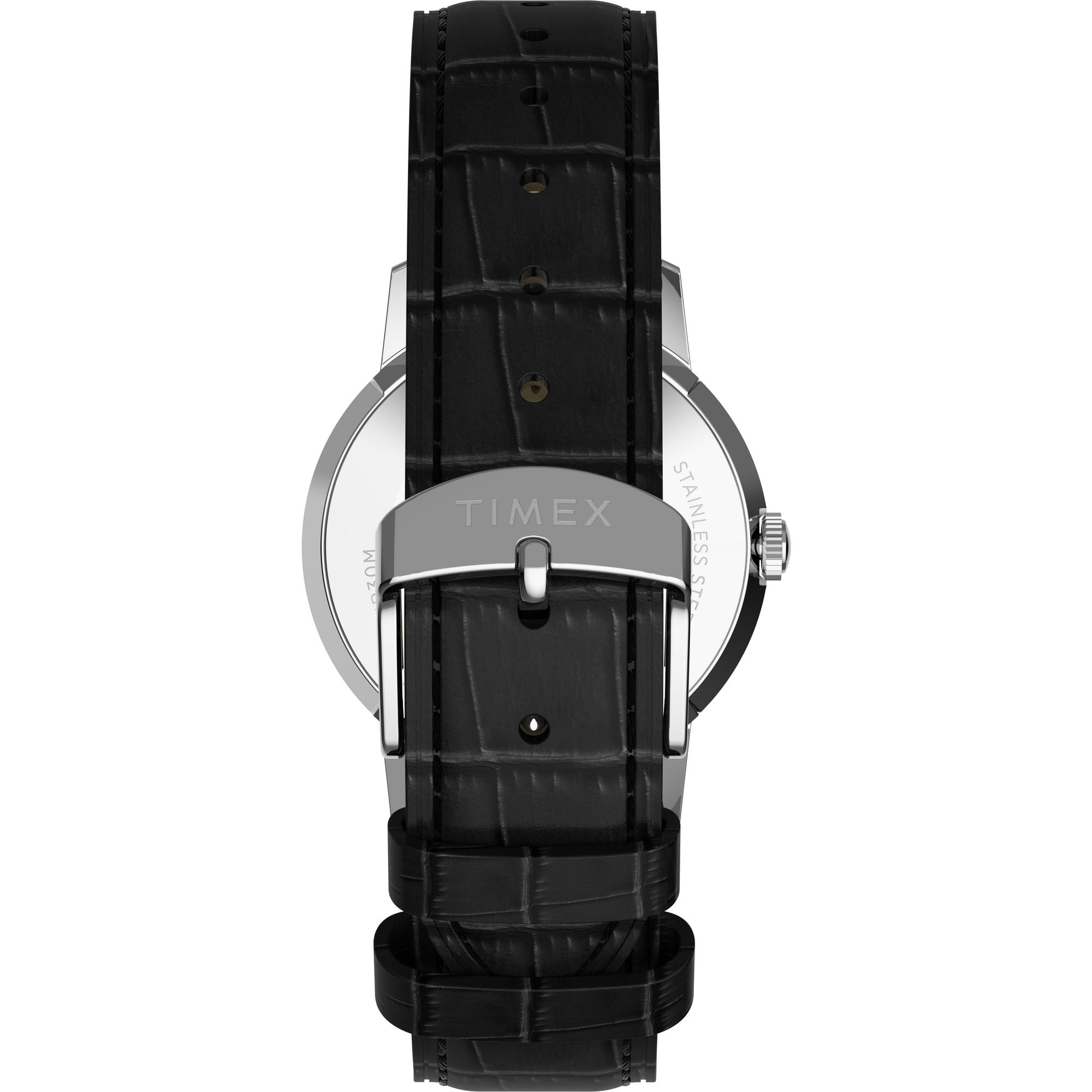 Timex Marlin Quartz Black Dial 34mm Leather Strap Watch TW2Y37600