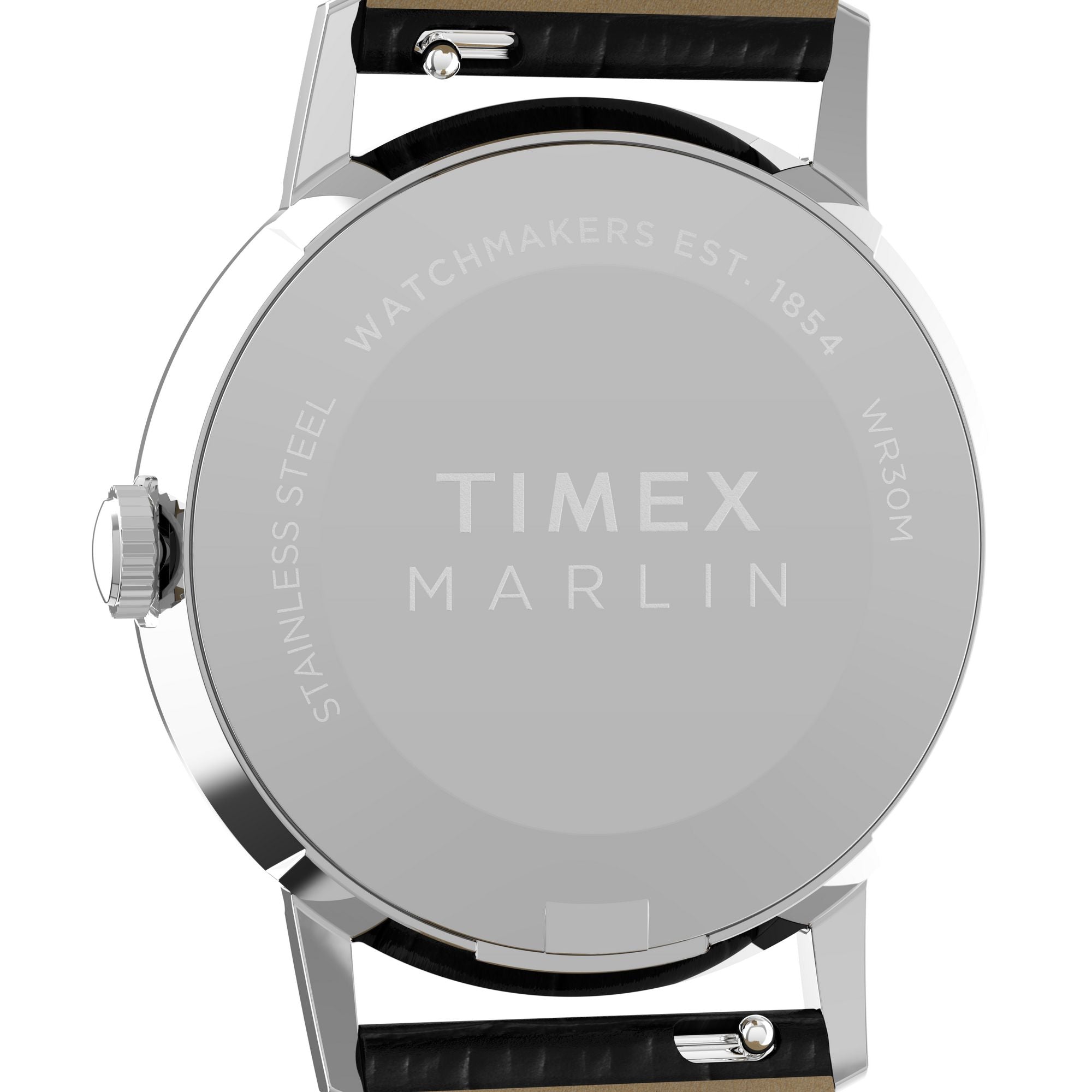 Timex Marlin Quartz Black Dial 34mm Leather Strap Watch TW2Y37600