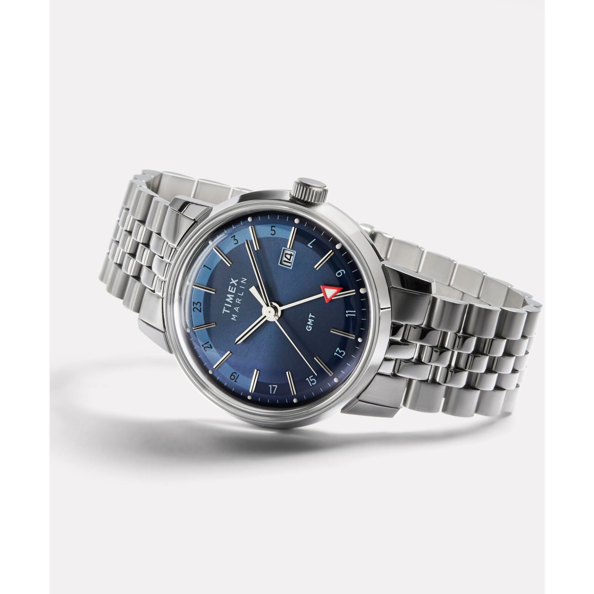 Timex Marlin Quartz Blue Dial 40mm GMT Stainless Steel Strap Watch TW2Y47600