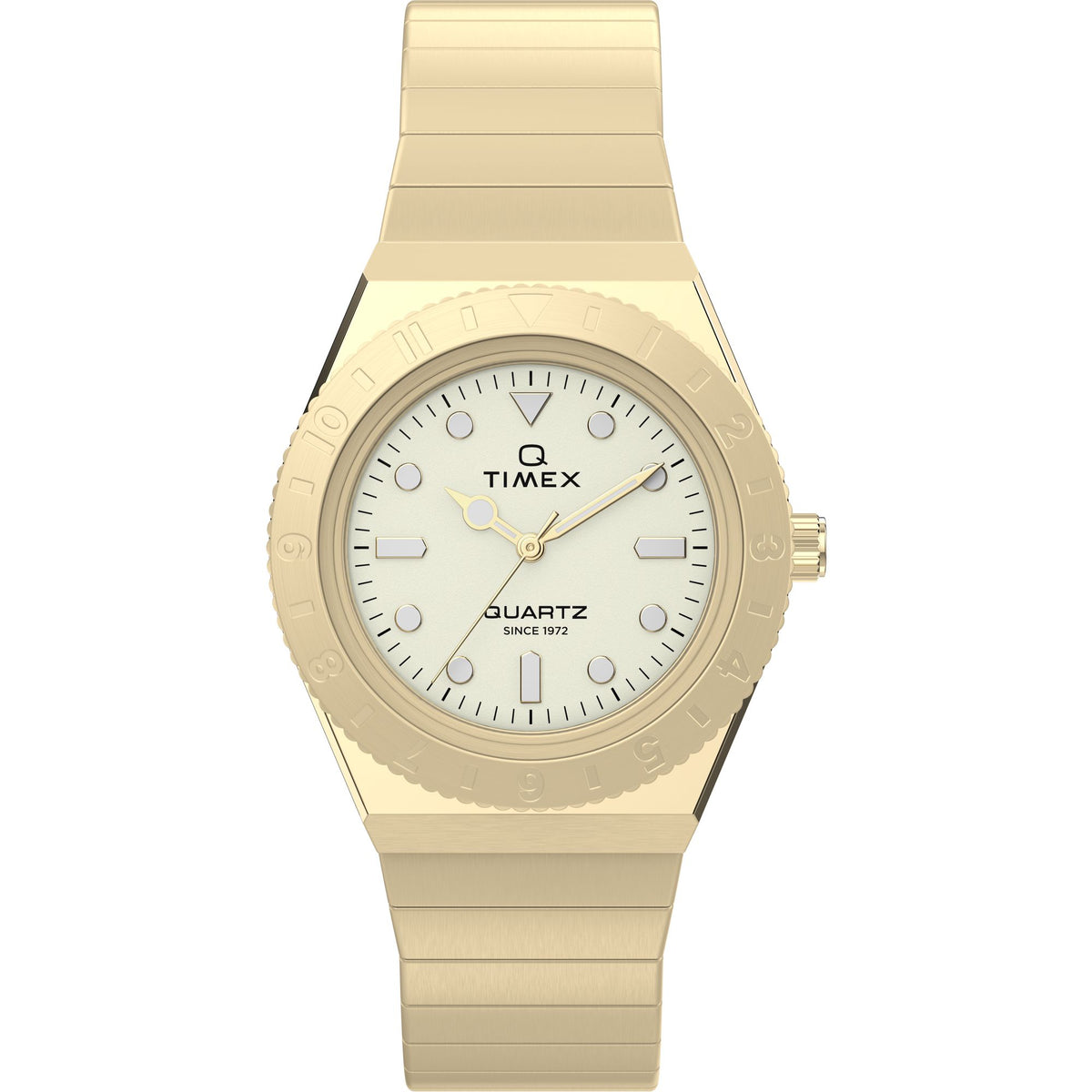 Timex Q Time 30mm Gold Dial and Expansion Band Women's Watch TW2Y57500