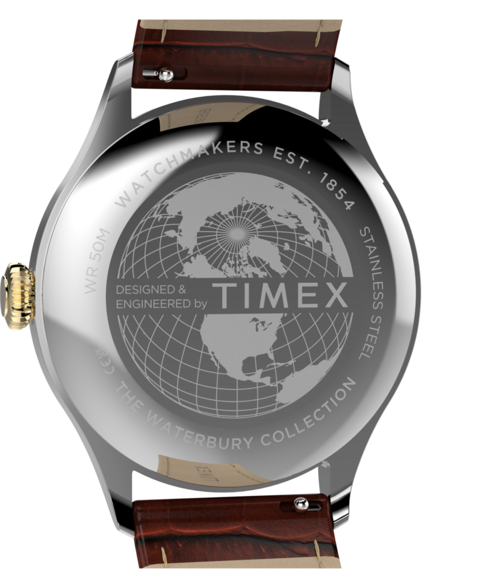 Timex Waterbury Classic TW2Y92100 black dial brown leather watch — view 5