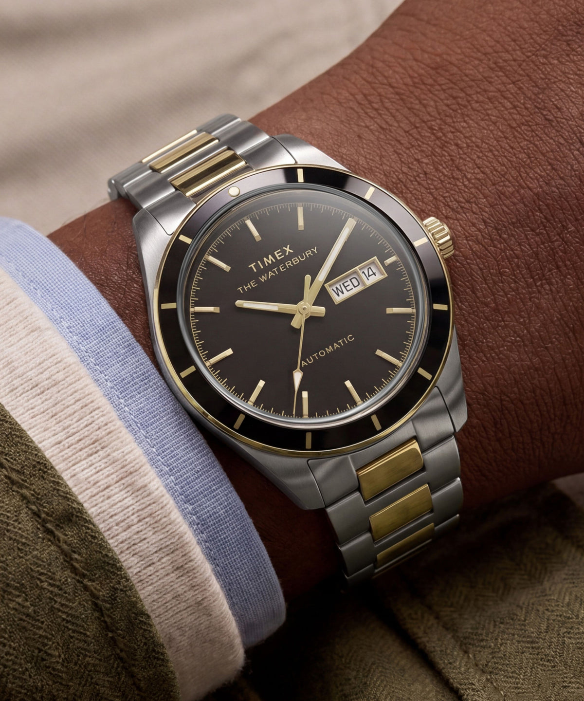 Timex Waterbury Heritage Automatic 39mm Black Dial Two-Tone Watch TW2Y94200