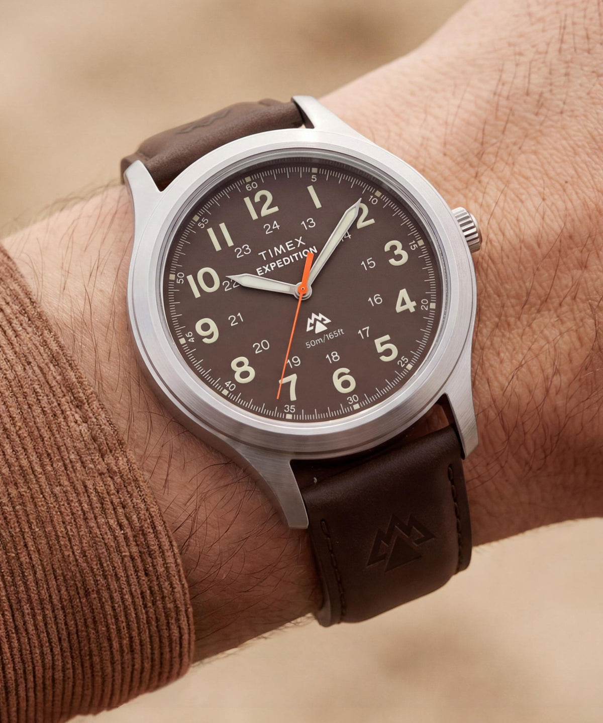 Timex Expedition Field 36.5mm Brown Dial Brown Leather Watch TW4B35800