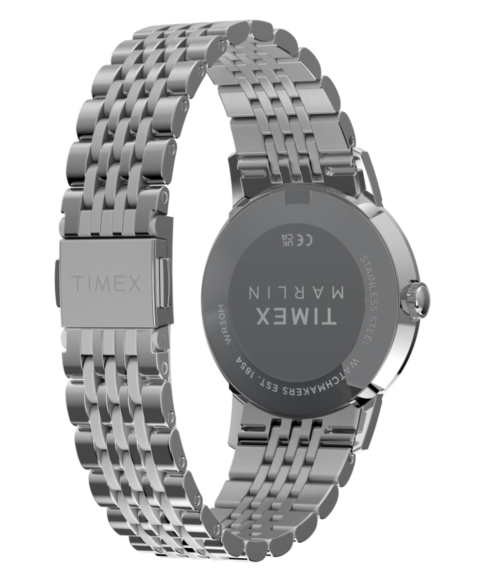 Timex Marlin Quartz 34mm, Black dial, Silver stainless steel band