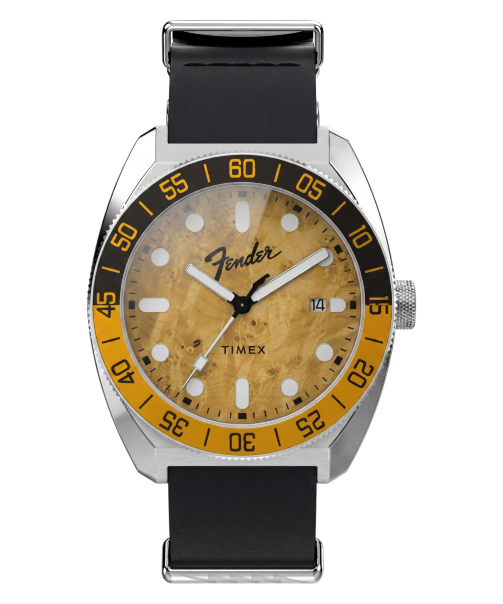Timex x Fender Telecaster, Brown dial, Black leather band