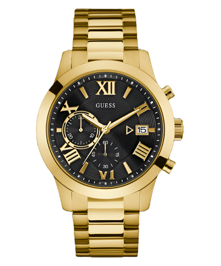 Guess Atlas Black Dial Gold Tone Watch W0668G8