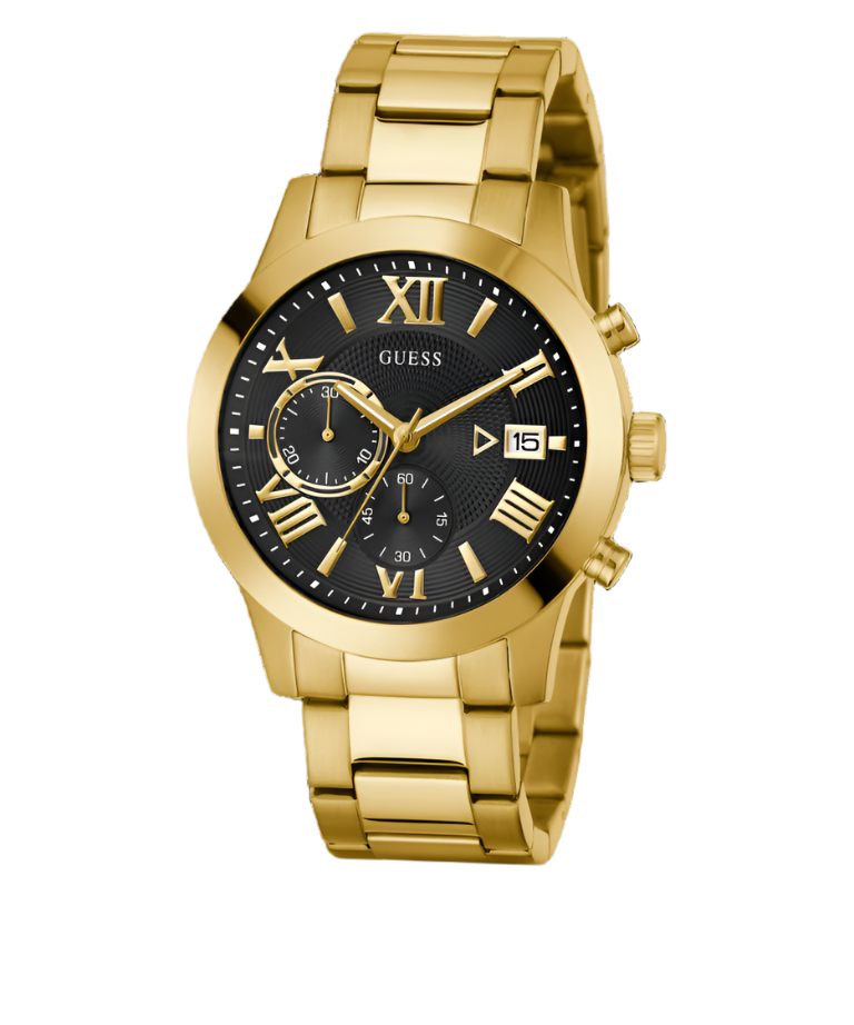Guess Atlas Black Dial Gold Tone Watch W0668G8